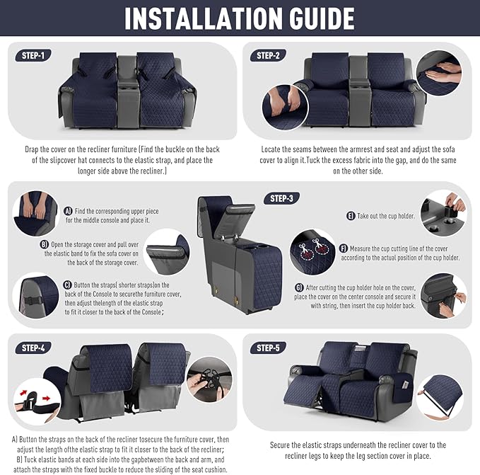 TAOCOCO 100% Waterproof Loveseat Recliner Couch Sofa Covers - Image 7