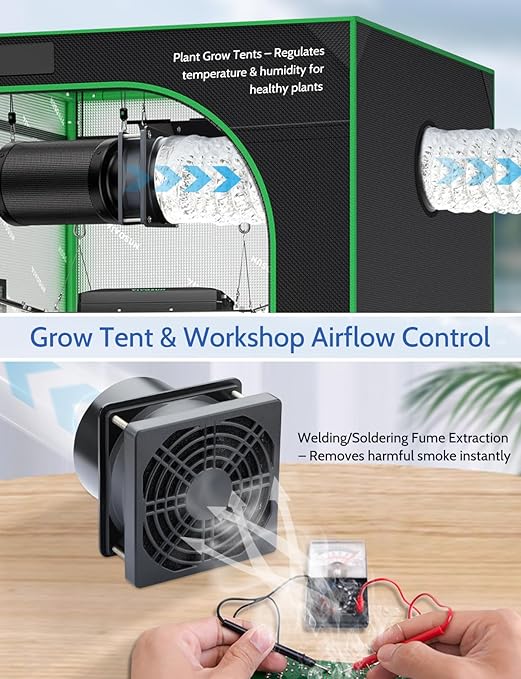 Wathai 80mm 12V DC Axial Exhaust Fan Small Fume Extractor - Image 3