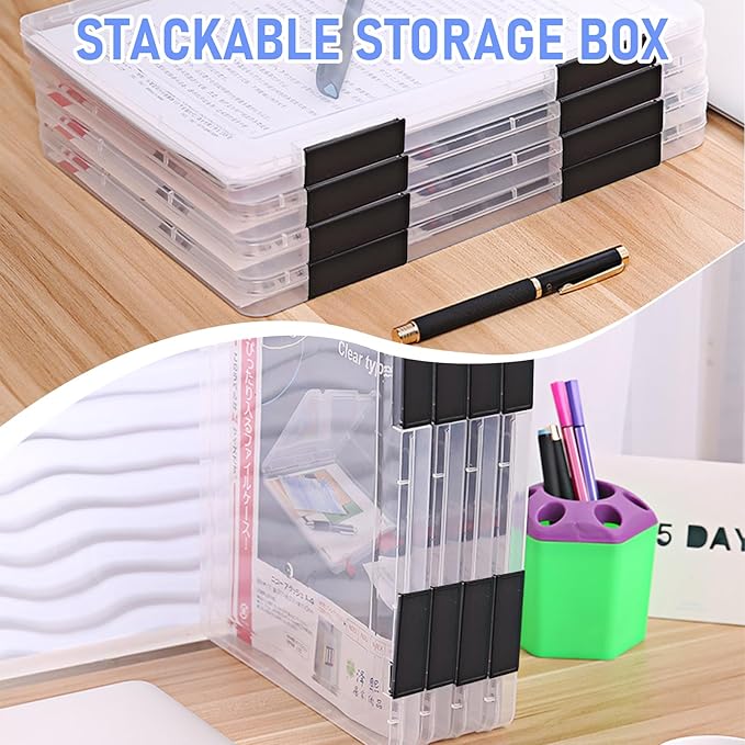 SAYEEC Portable Project Case A4 Plastic Transparent File Storage Box - Image 3
