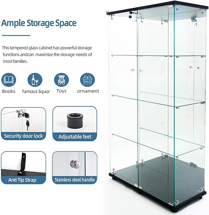 Yoluckea 4-Tier Glass Display Cabinet - Image 4