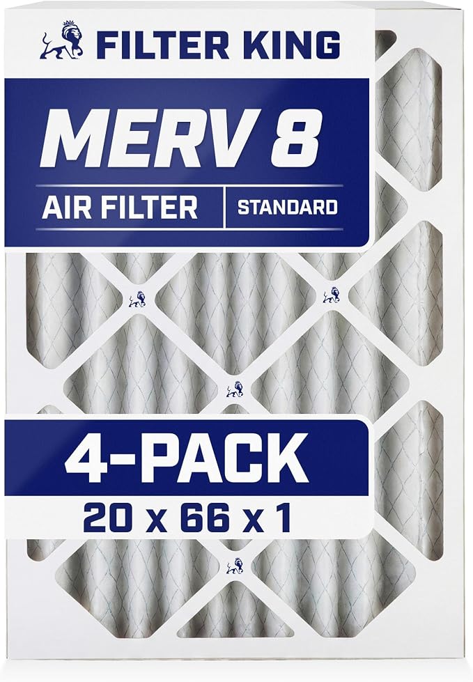 Filter King 20x66x1 Air Filter | 4-PACK | MERV 8 HVAC Pleated A/C Furnace by FilterKing