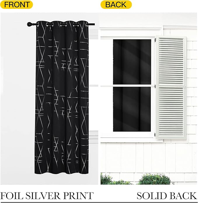 NICETOWN Blackout Curtains for Patio, Modern Foil Printed Geometric Line Home - Image 4
