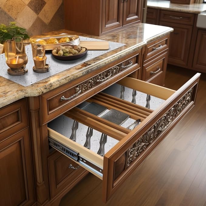 12inx60in Gray Shelf Liner for Kitchen Cabinets Non Adhesive Kitchen Drawer - Image 3