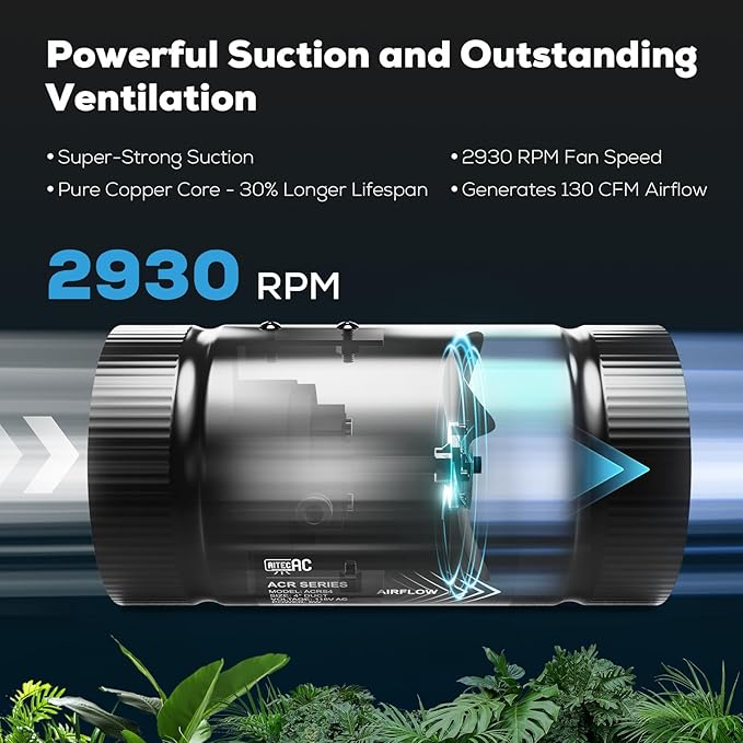 4 Inch Inline Duct Fan with Speed Controller –130 CFM, Ultra-Quiet 48dB - Image 2
