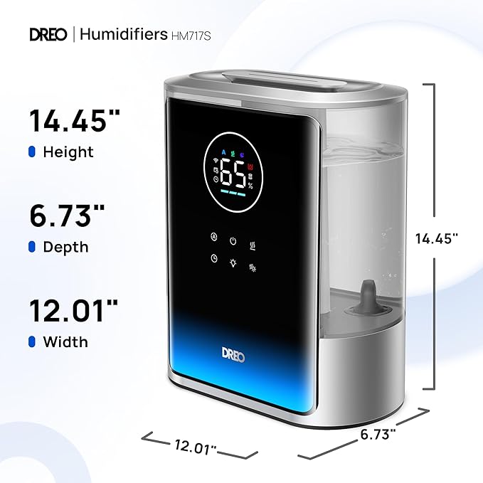 DREO 8L Smart Humidifier Large Room 600ft², 80H Runtime Supersized Warm and - Image 8