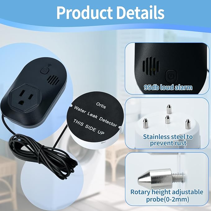 Water Alarm Leak Detector, Ortis Leak Detector Alarm, 95 DB, Prevent Serious - Image 4