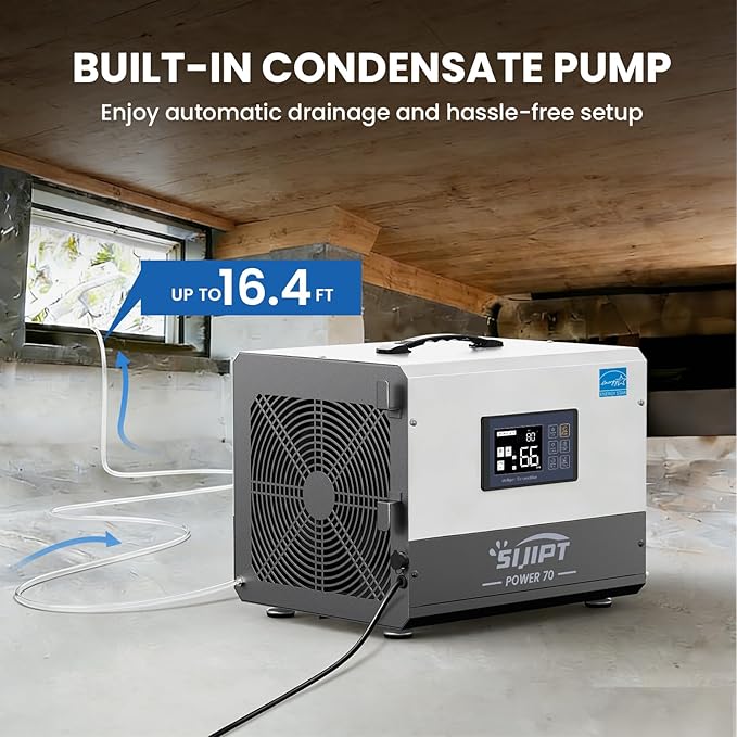 Crawl Space Dehumidifier with Pump, 70 Pints Energy Star Commercial - Image 3