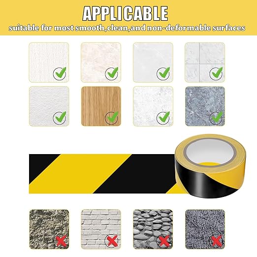 Hazard Tape 2 Inch x 108 Feet Black & Yellow Ultra-Adhesive Hazard Warning - Image 3