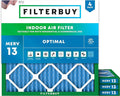 Filterbuy 25x25x1 Air Filter MERV 13 Optimal Smoke & Allergy Defense, by Filterbuy