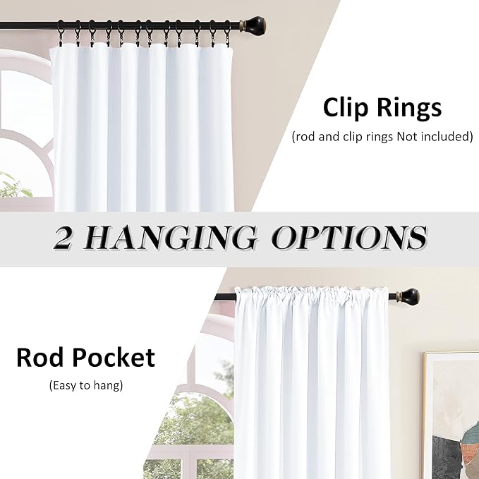DONREN Patio Door Half Blackout Curtain Panels, 108 inch Length Ceiling to - Image 2