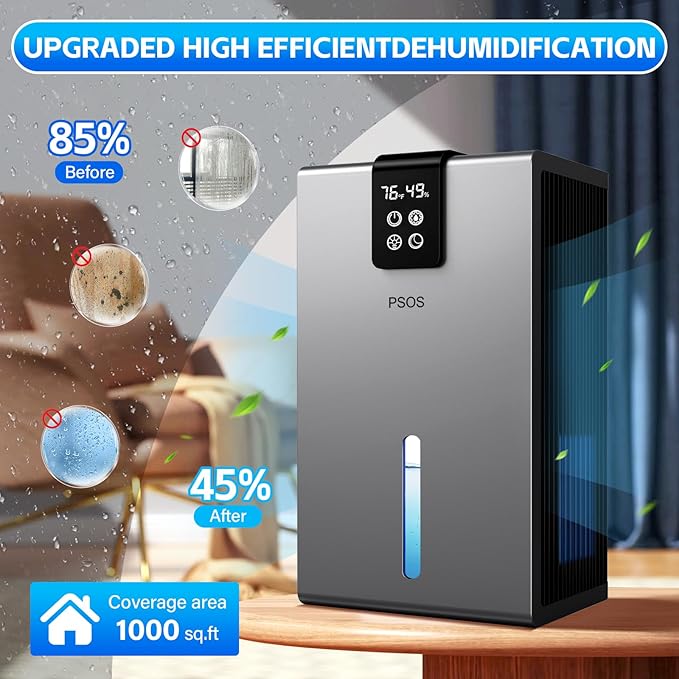 Dehumidifier, Dehumidifiers for Home, 98 OZ Water Tank, Quiet Dehumidifier for - Image 3