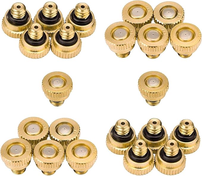 Brass Misting Nozzles for Outdoor Cooling System 22 pcs, 0.012" Orifice 10/24 - Image 2