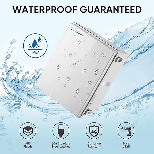TICONN Outdoor Electrical Box Waterproof, Junction Box IP67 ABS Plastic - Image 2