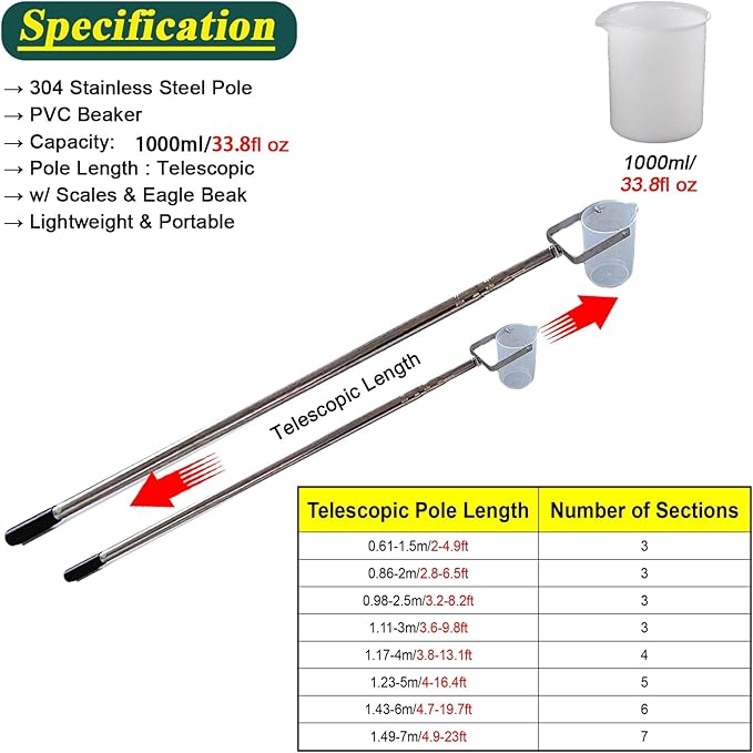Telescopic Water Sampler with Swivel Pole and Removable Cup - Image 2