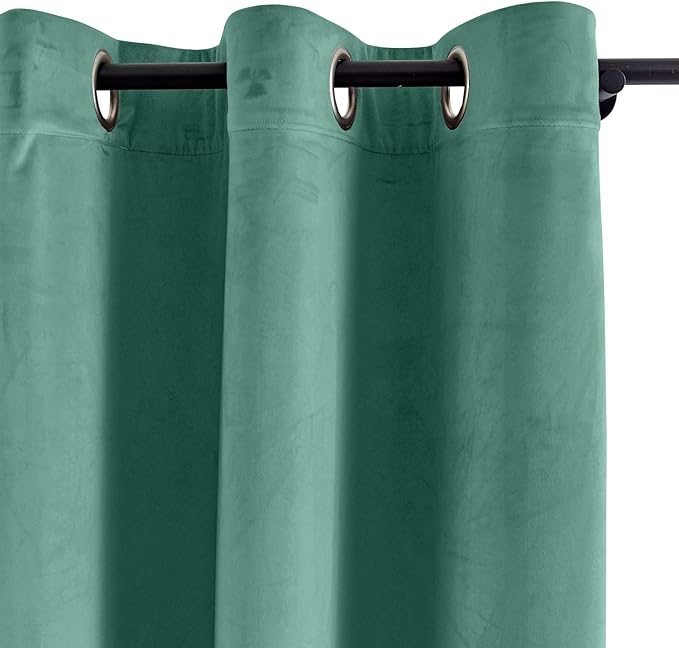 ChadMade Extra Wide Blackout Lined Premium Velvet Curtain Teal 120Wx96L Inch - Image 2