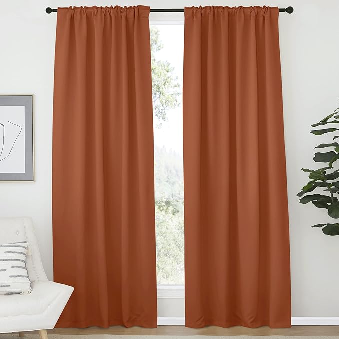 NICETOWN Halloween Blackout Curtain Panels Window Draperies, Burnt Orange Color - Image 2