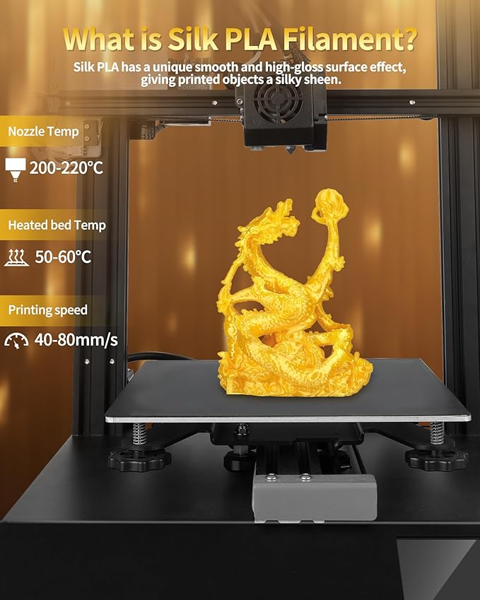 LANDU Silk PLA Filament 1.75mm Gold 1KG, 3D Printer Filament Dimensional - Image 6