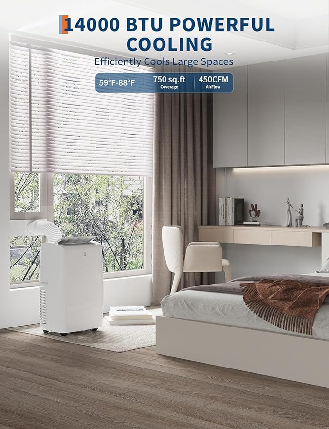 14000 BTU Portable Air Conditioner - 3 in-1 AC Unit - Image 2