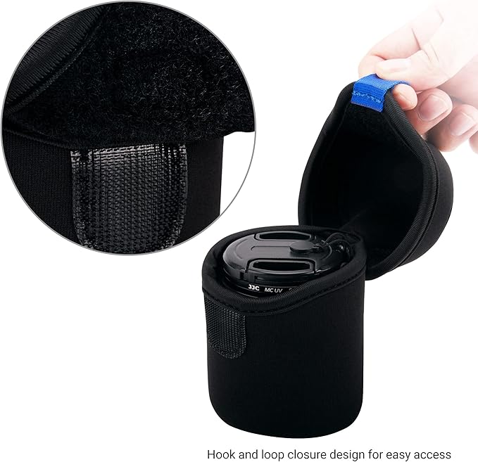 JJC Water Resistant Neoprene Camera Lens Pouch Case, Fold-Over Lens Bag - Image 4