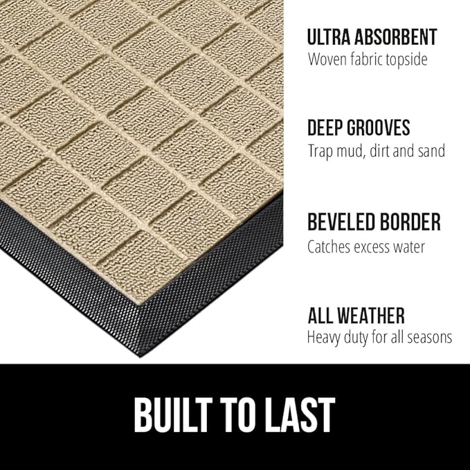 GORILLA GRIP 100% Waterproof All-Season WeatherMax Doormat US Designed Natural - Image 2