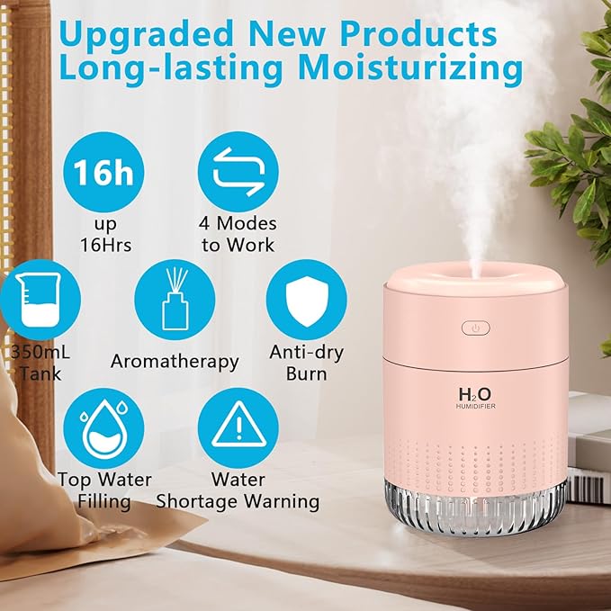 Colorful Mini Humidifier, USB Rechargeable Humidifier, small humidifier - Image 2