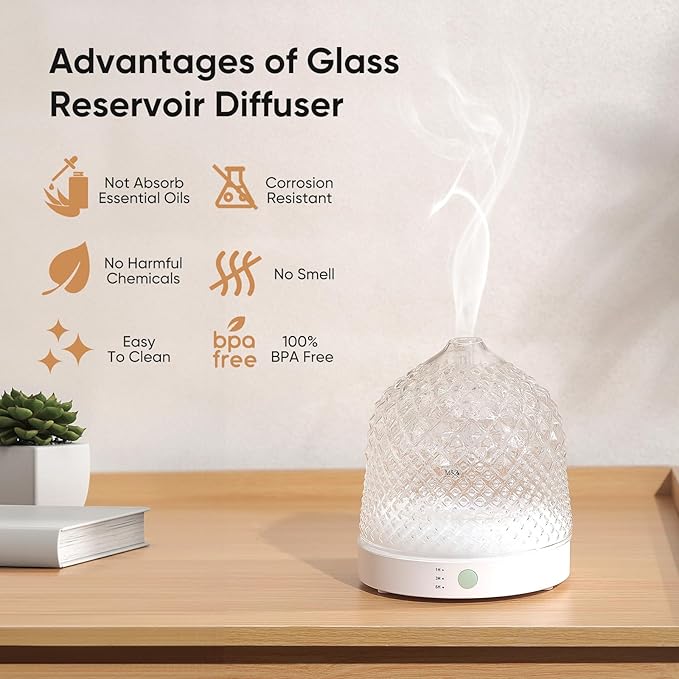Glass Essential Oil Diffuser, 200ml Ultrasonic Aroma Diffusers - Image 3