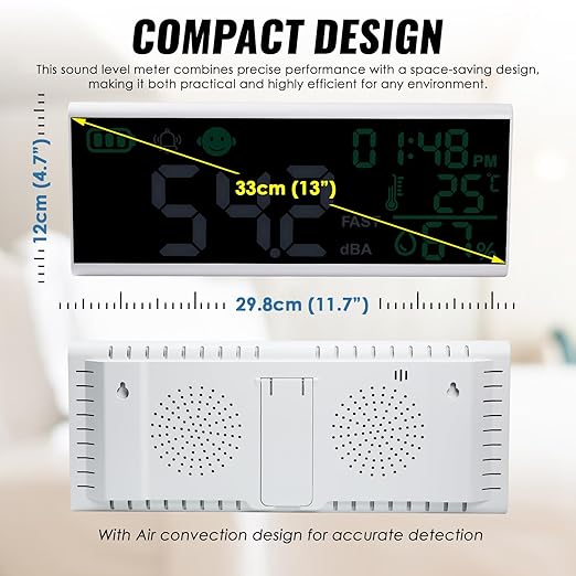 Decibel Meter 13 inches 30~130dB Sound Level Meter, Large LCD Display Wall - Image 7