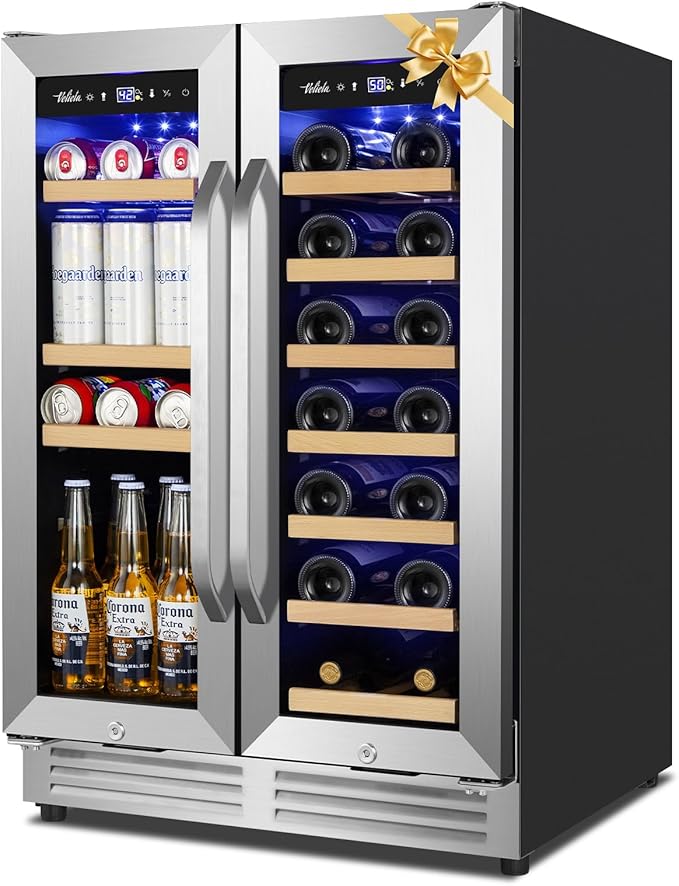 Wine and Beverage Refrigerator Upgraded, 24 Inch Beverage Refrigerator Cooler by Velieta-SpecialistinFridge