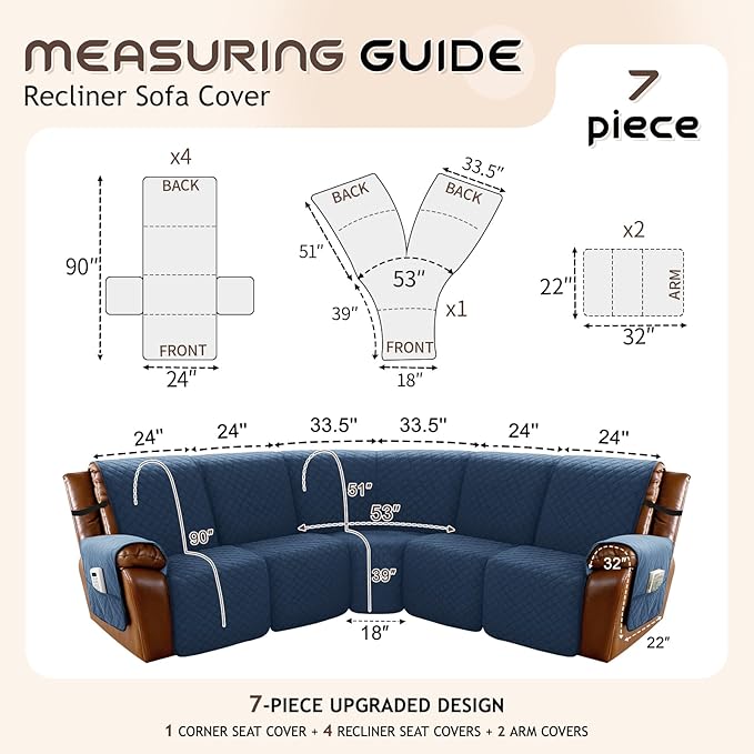 Arfntevss Waterproof Recliner Sectional Couch Covers - Image 5