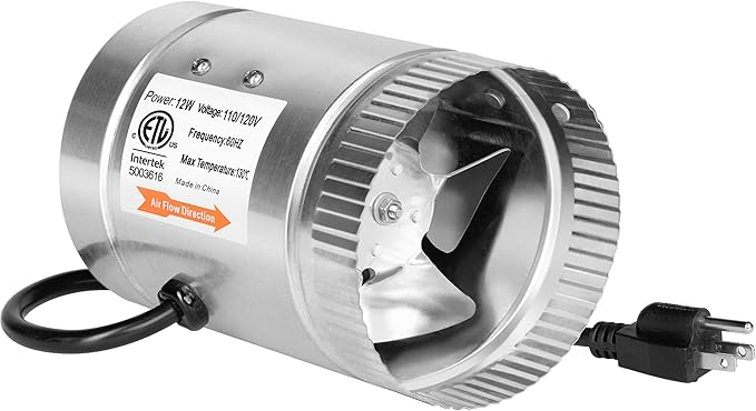iPower 4 Inch Inline Duct Fan 100 CFM Booster Exhaust Fan by iPower