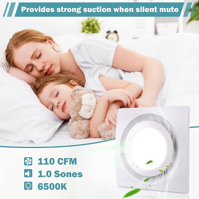 FEITON Bathroom Fan with Light Exhaust Fan Ceiling Mount Vent Fan Light Combo - Image 3