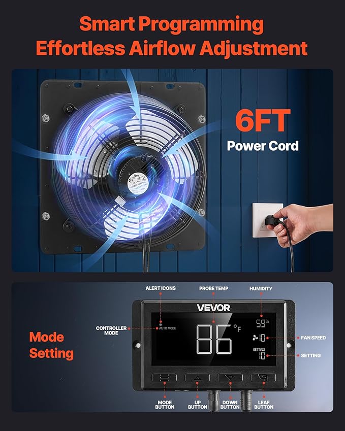VEVOR 12 inch Exhaust Fan, Wall Mounted Attic Fan - Image 6