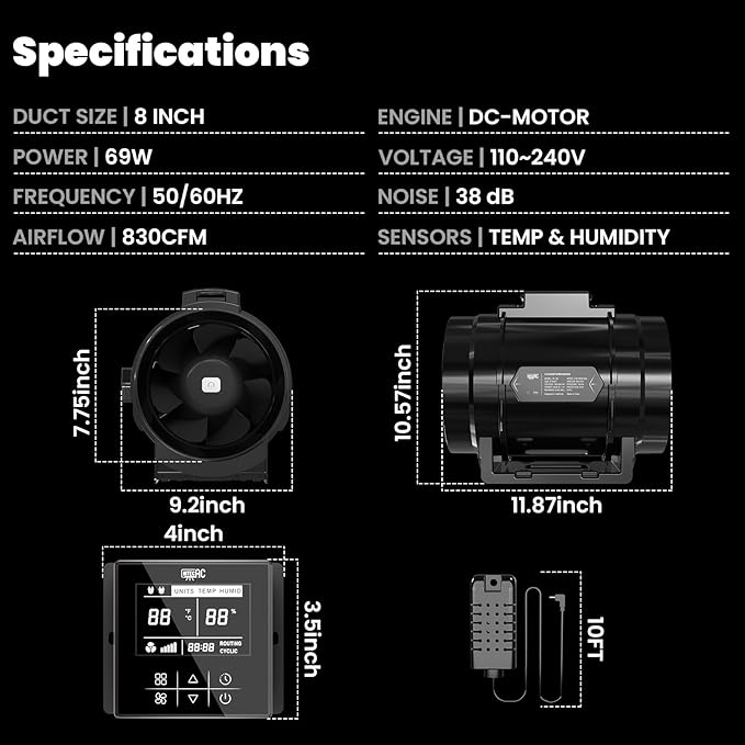 Quiet 8 Inch Inline Duct Fan - Image 6