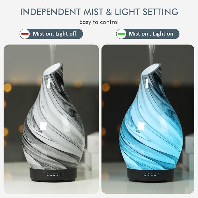 Essential Oil Diffuser Aroma Diffuser- 200 ml Art Glass Ultrasonic Cool Mist - Image 2