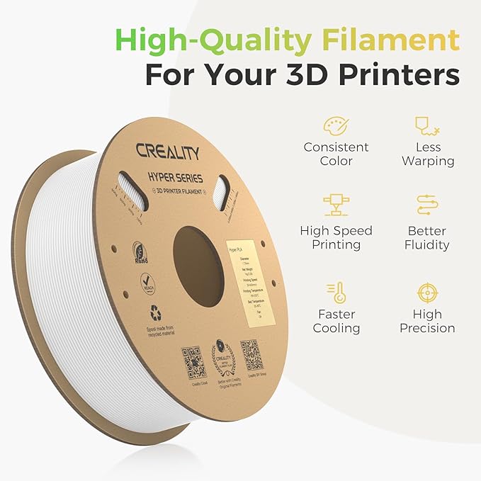 Creality Hyper PLA Filament White 2KG, No-Tangling Stronger Toughness Fit Most - Image 4