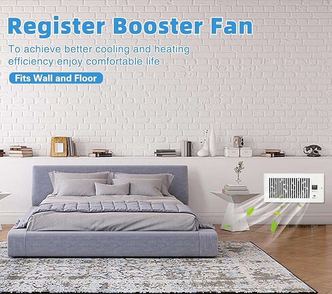 GCJ Register Booster Fan, Fits Wall and Floor 4” x 10” Register Holes, Vent Fan - Image 7