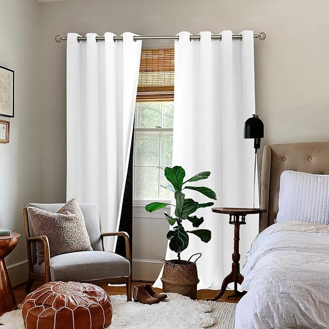 BGment White Blackout Curtains 95 Inches Long 2 Panels Set - Image 2