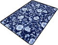 White Flowers on Blue Background Runner Rug: Design Printing by Snarena