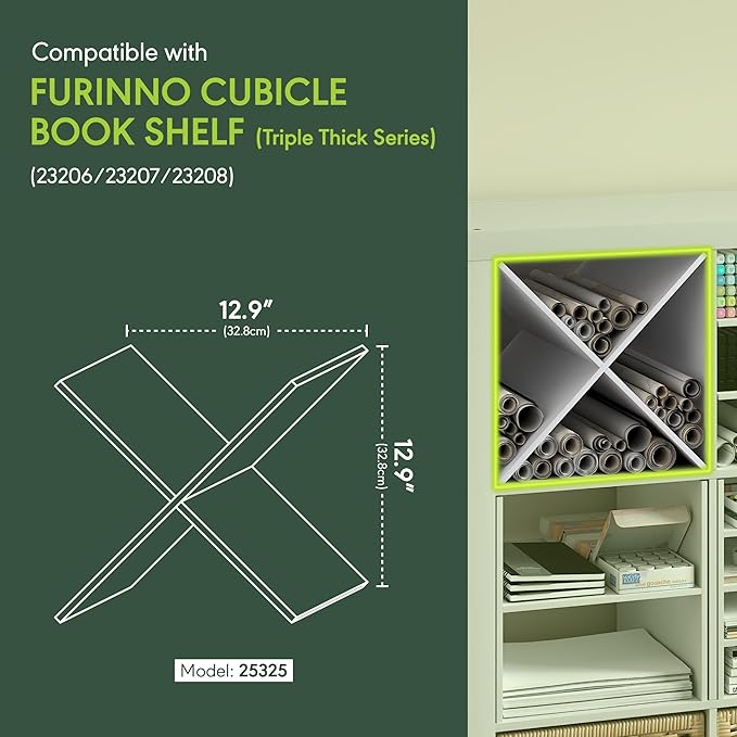 Furinno Cubicle Cube Insert, X-Shelf Cube Organizer, 3-Shelf Accessory - Image 3