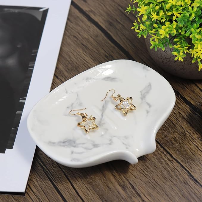 Ceramic Marble Texture Soap Dish, Self Draining Slot, Portable - Image 6