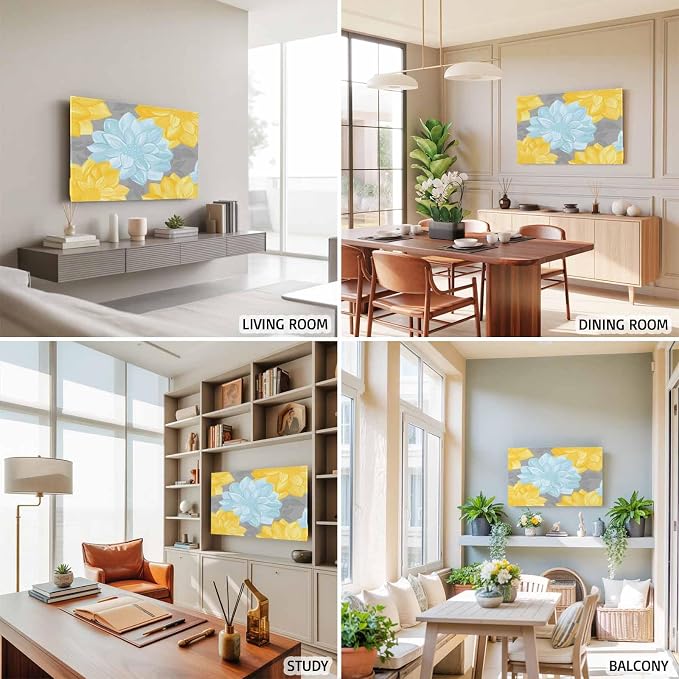 Blue Yellow Floral Abstract Style Indoor TV Cover, Elastic TV Screen Protector - Image 6