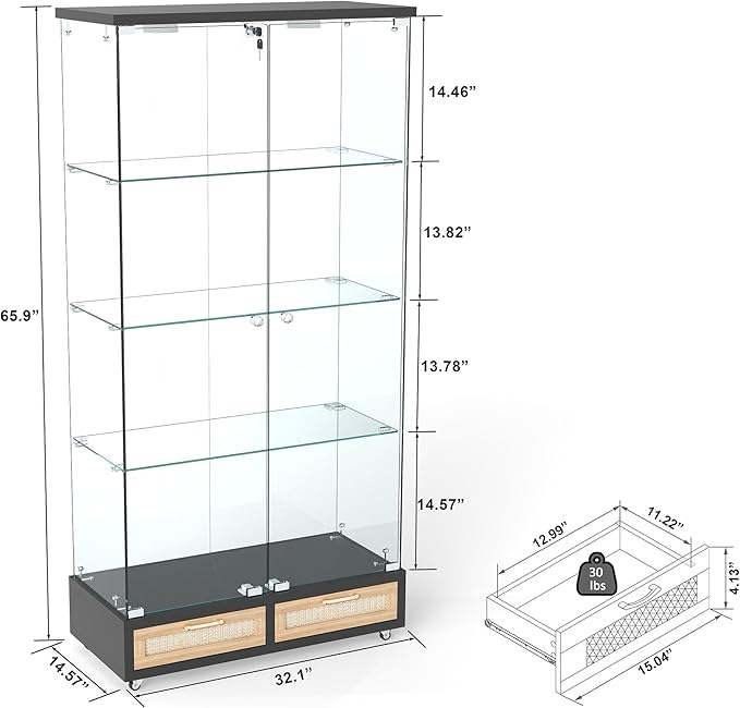 Yoluckea 4 Tier Glass Display Cabinet - Image 2