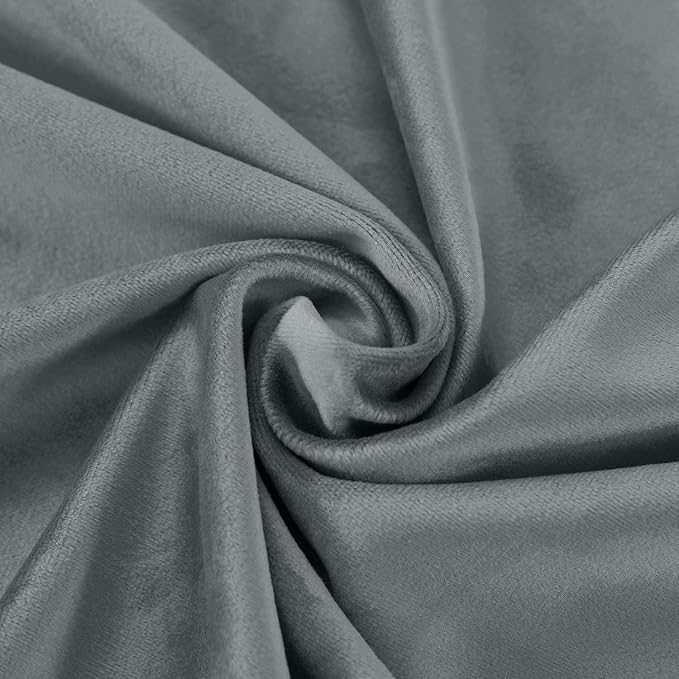 ChadMade Blackout Lined Premium Velvet Curtain Natural Grey 84Wx102L Inch - Image 6