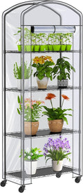 Abimars 4-Tier Greenhouse with Wheels, Height-Adjustable Shelves Metal Plant by Abimars