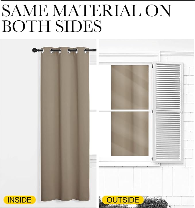 NICETOWN Taupe Blackout Curtains 120" Long - Image 6