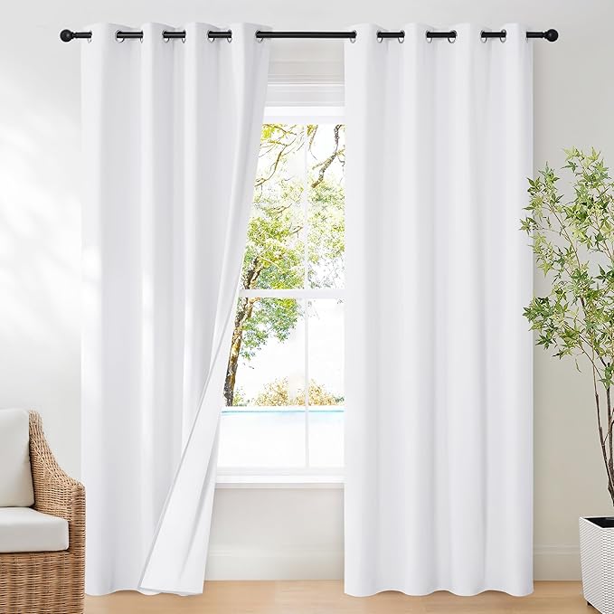 NICETOWN 100% Blackout Window Treatment Curtain, Snow White, 1 Panel, 55 by 86 by NICETOWN