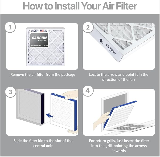 Filter King 17x22x1 Air Filter | 4-PACK | Carbon MERV 8 HVAC Pleated A/C - Image 4