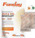 50g x 40 Packs Fonday Rechargeable Silica Gel Desiccant Packets Food Grade Fast by Fonday
