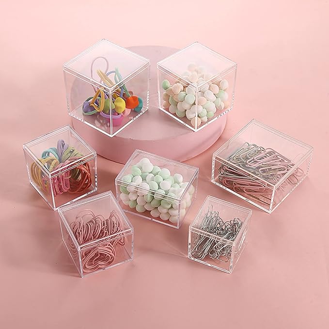 KissYou Small Acrylic Box Clear Display Case Plastic Square Cube 2 Packs Candy - Image 4