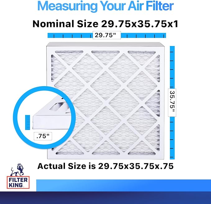 Filter King Air Filters 29.75x35.75x1 | 4-Pack | MERV 8 HVAC Pleated AC Furnace - Image 2